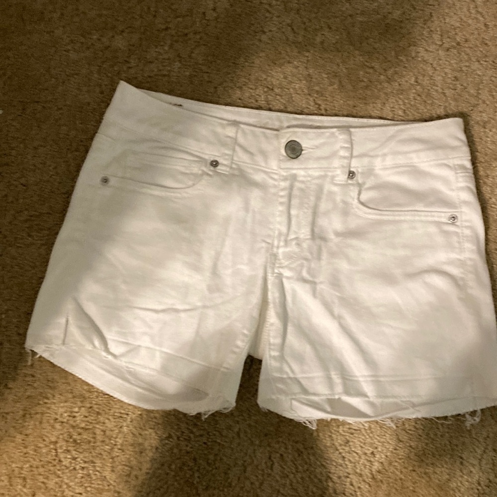 american eagle white jean shorts